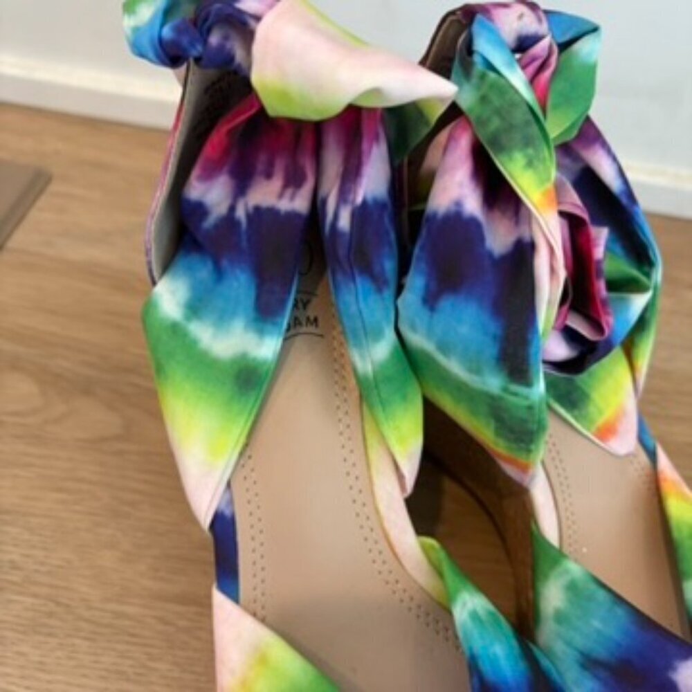 ** Impo Olitha rainbow tie-dye water color cork wedges size 6 - Picture 4 of 8